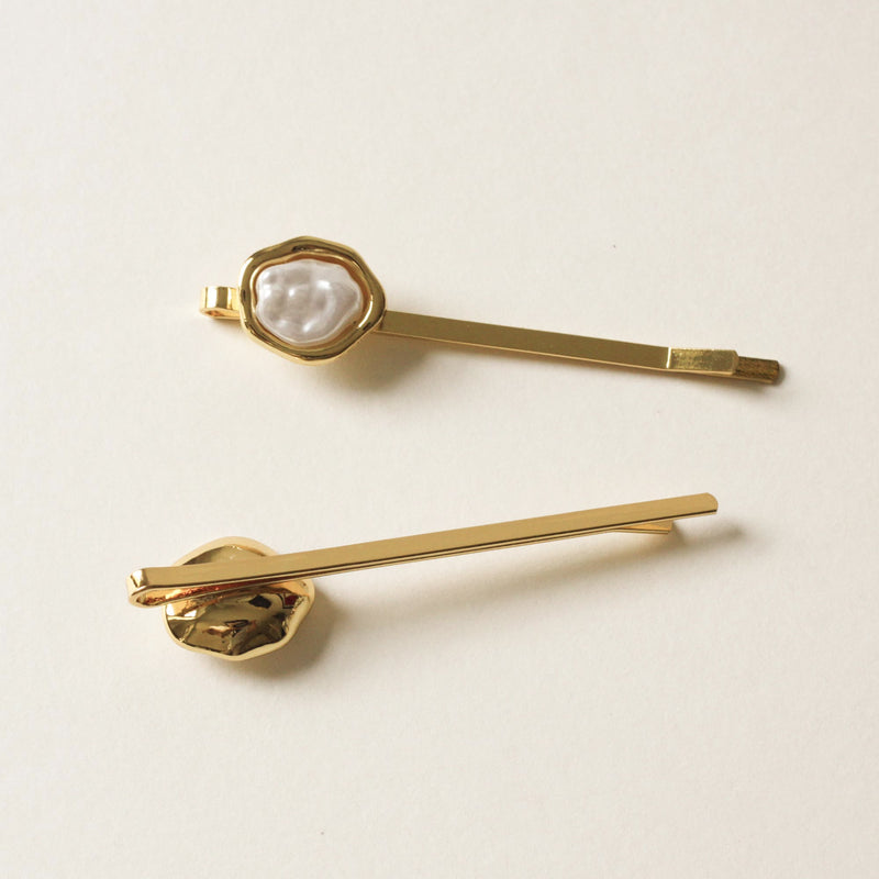 Freshwater Pearl Metal Hair Bobby Pins | Gold