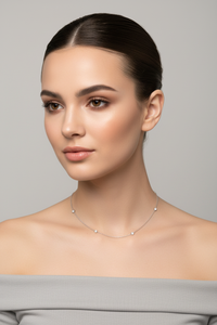 Model wearing 16" Delicate Diamonds by the Yard Necklace