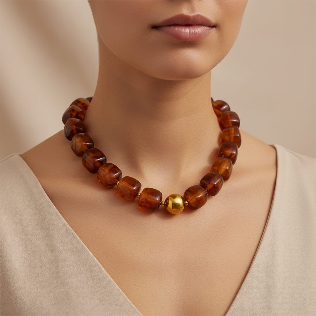 Pebbles Brown Necklace Lifestyle Photo