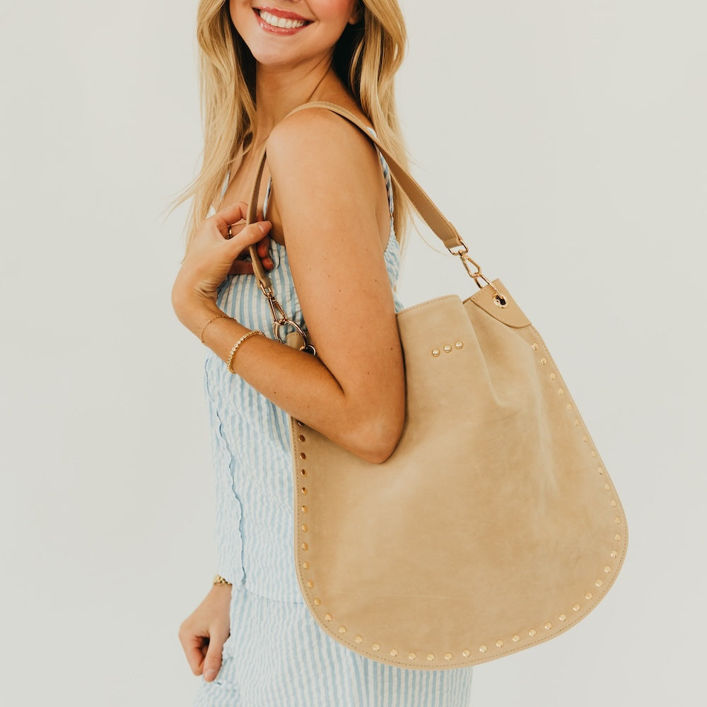 Rosalie Rivet Suede Hobo Bag