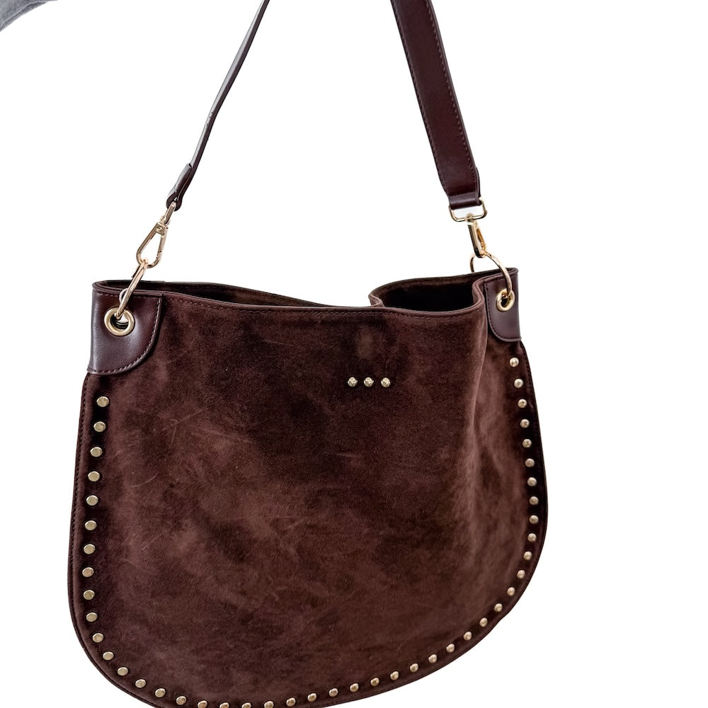Rosalie Rivet Suede Hobo Bag