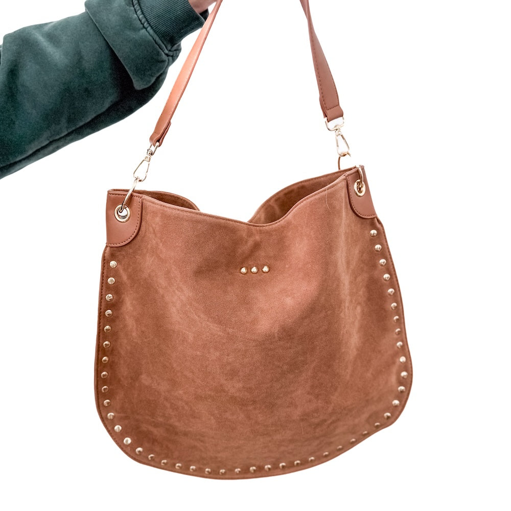 Rosalie Rivet Suede Hobo Bag