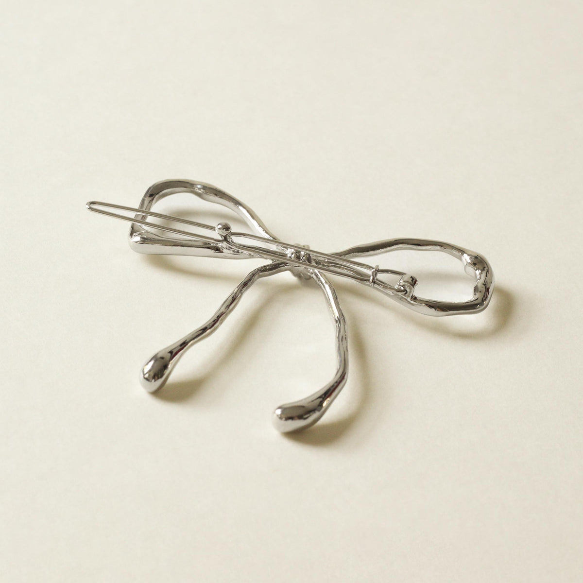 Metal Bow Barrette Hair Clip | Silver