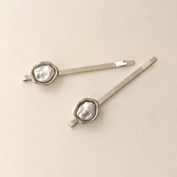 Freshwater Pearl Metal Hair Bobby Pins | Silver