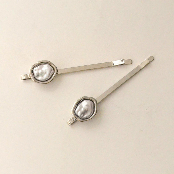 Freshwater Pearl Metal Hair Bobby Pins | Silver