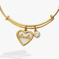 Abuela Mother of Pearl Heart Charm Bangle