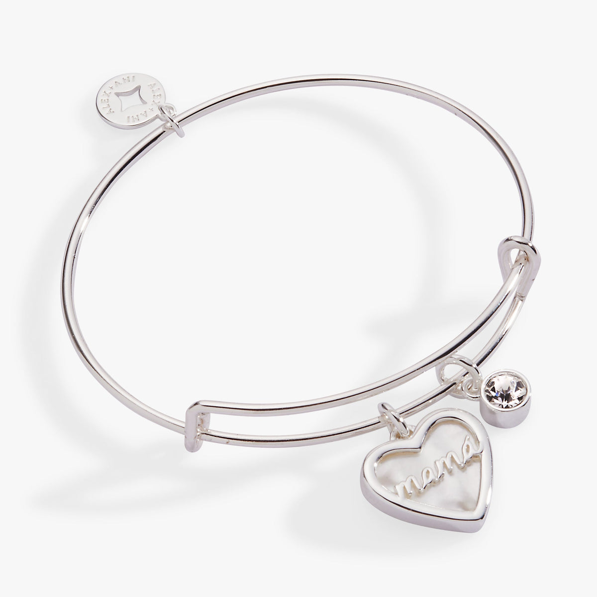 Mamá Mother of Pearl Heart Charm Bangle