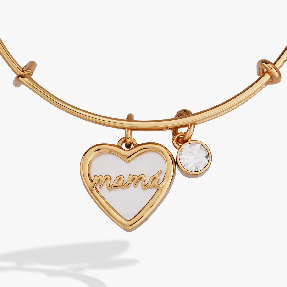 Mamá Mother of Pearl Heart Charm Bangle