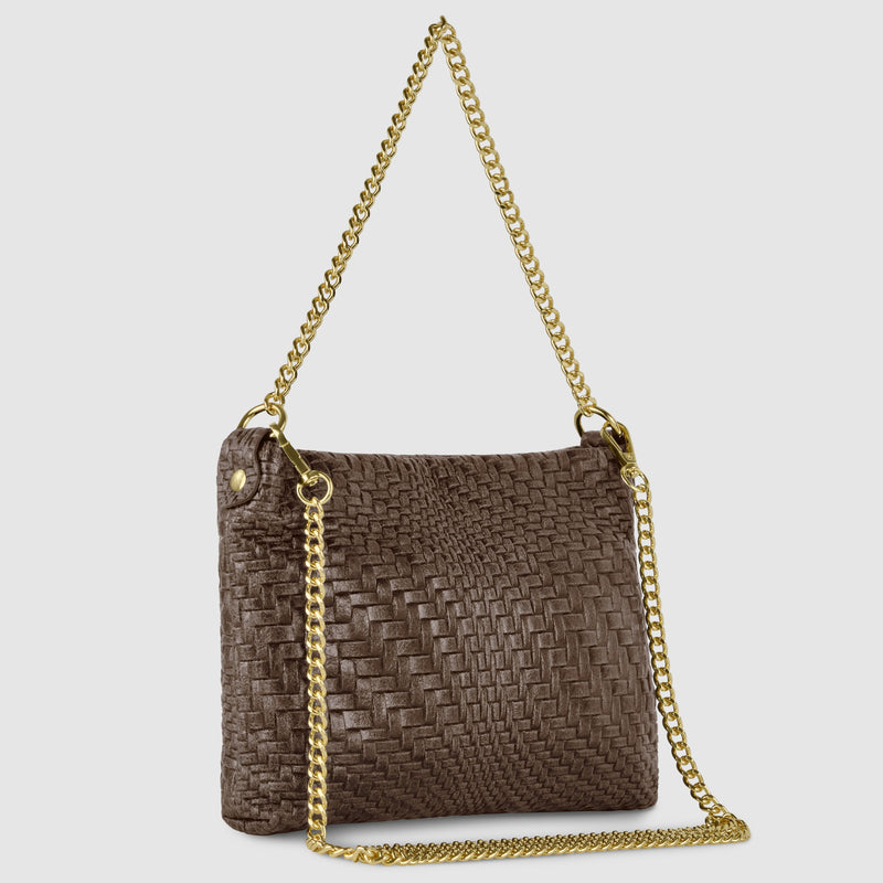 Grid Suede Leather Crossbody Bag