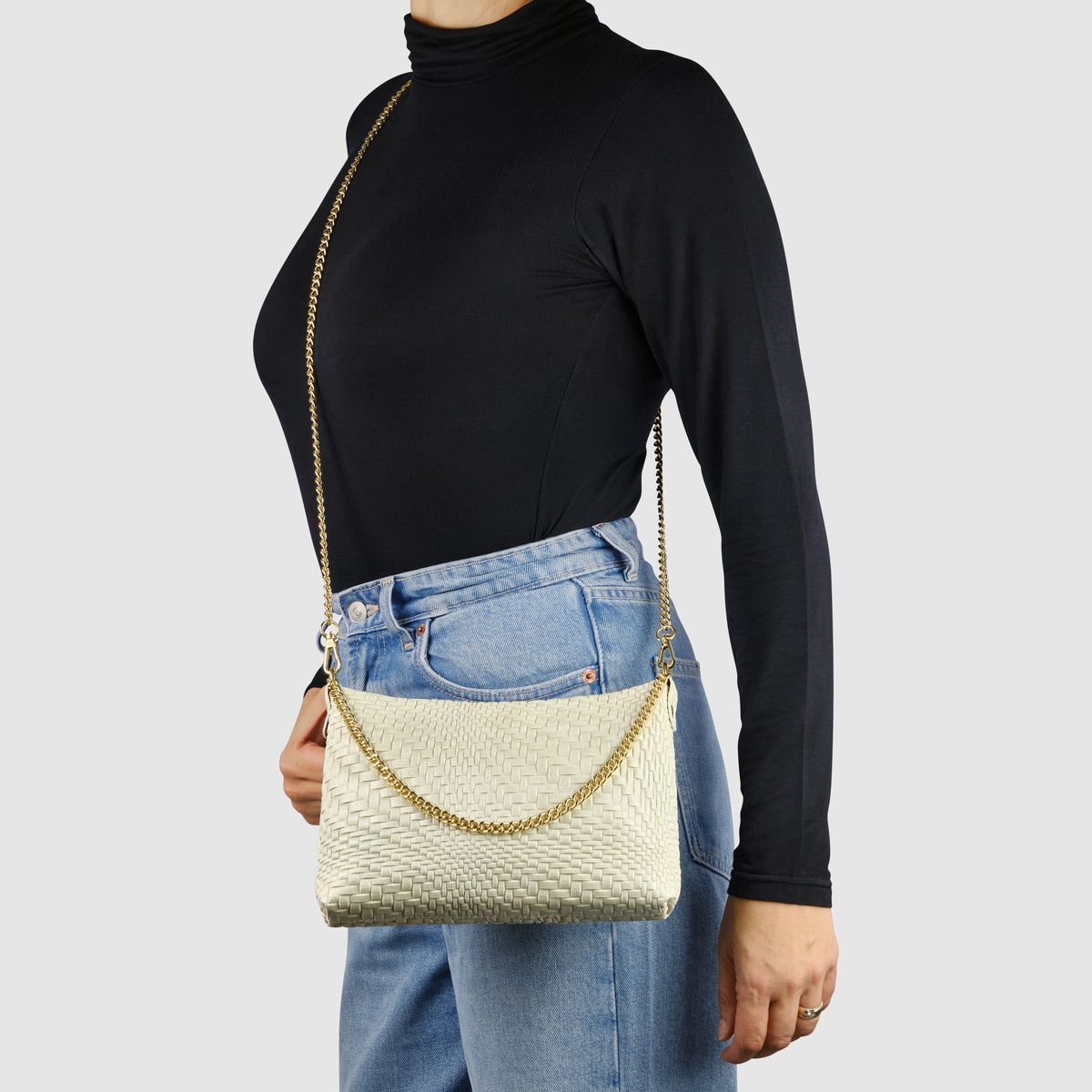 Grid Suede Leather Crossbody Bag