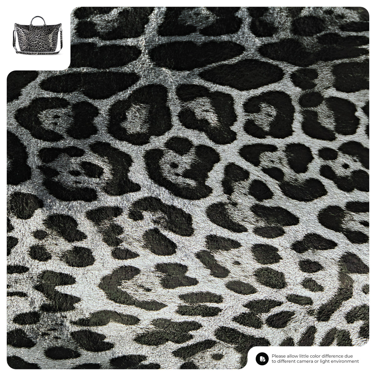 Leopard Metallic Suede Leather Top-Handle Bag