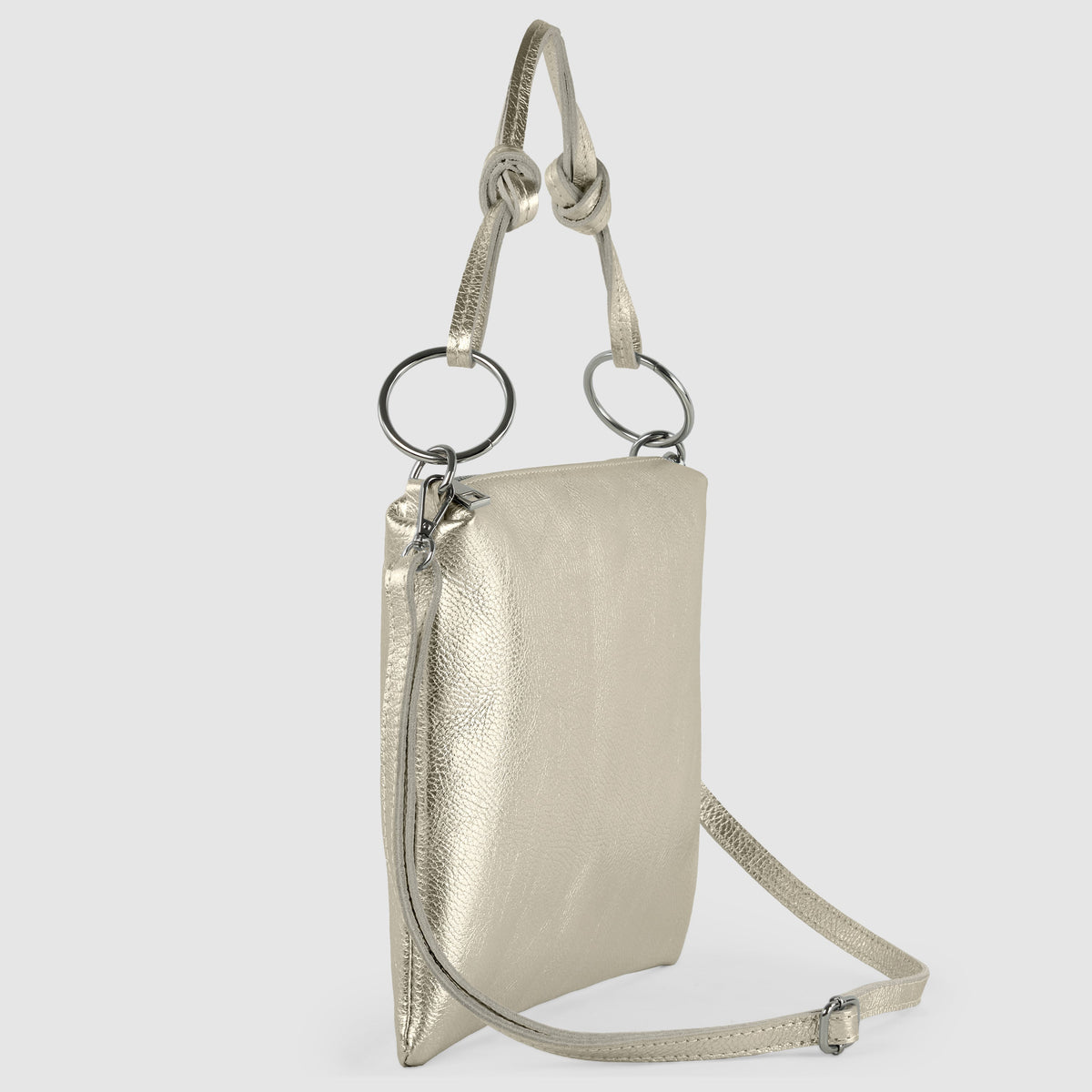 Metallic Calf Leather Shoulder Bag