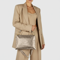 Metallic Calf Leather Shoulder Bag