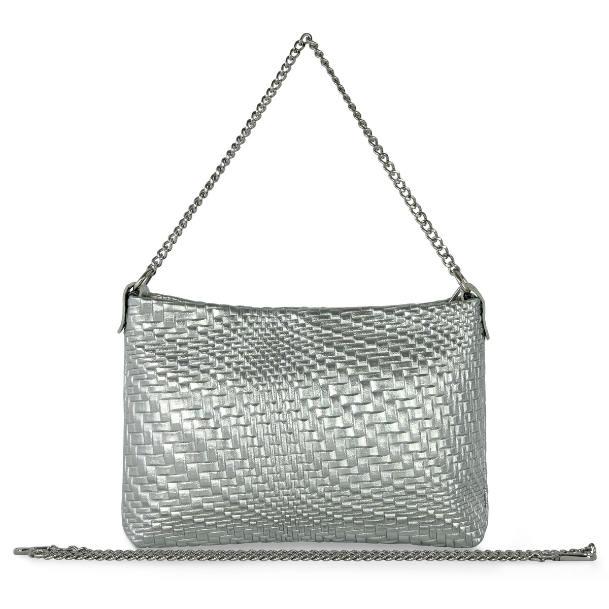 Grid Metallic Suede Leather Crossbody Bag