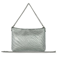 Grid Metallic Suede Leather Crossbody Bag