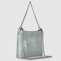 Grid Metallic Suede Leather Crossbody Bag