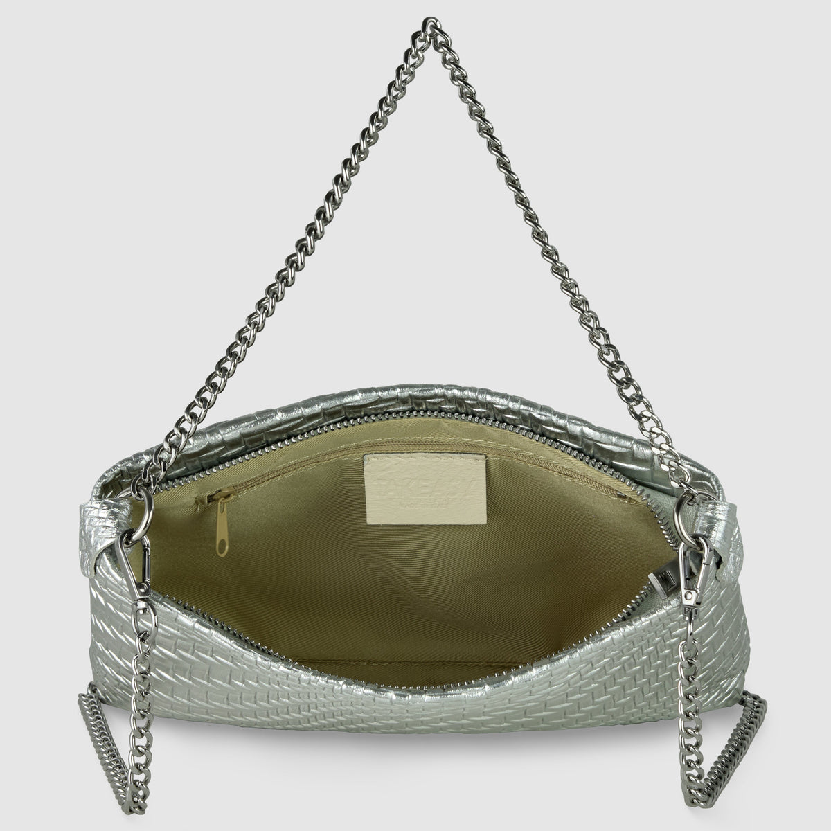 Grid Metallic Suede Leather Crossbody Bag