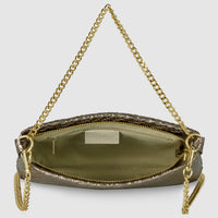 Grid Metallic Suede Leather Crossbody Bag