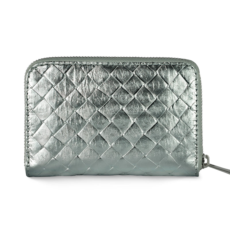 Weave Metallic Suede Leather Wallet