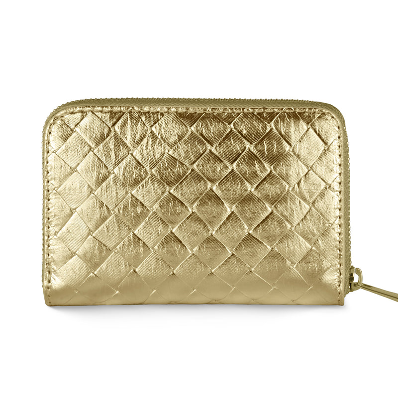 Weave Metallic Suede Leather Wallet