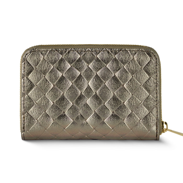 Weave Metallic Suede Leather Wallet