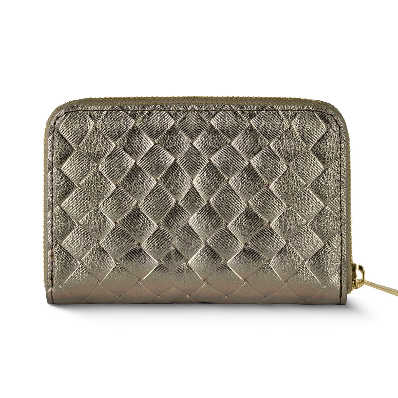 Weave Metallic Suede Leather Wallet