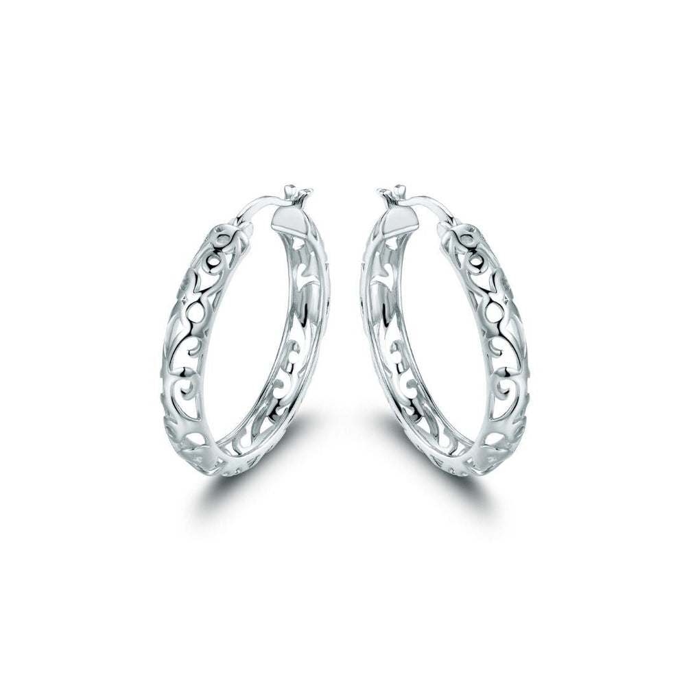 Pendientes de aro de filigrana - Chapado en oro de 18 quilates