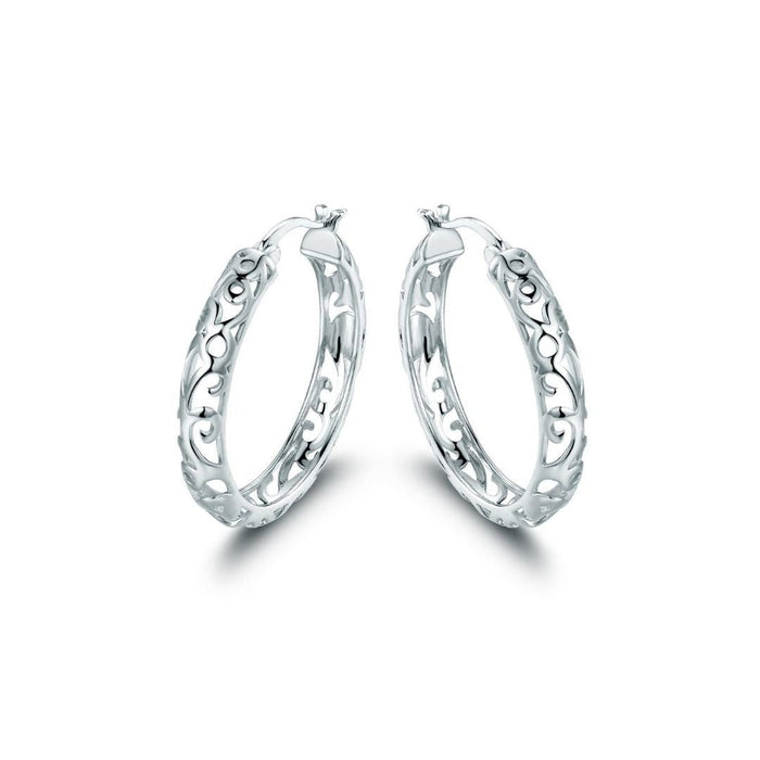 Filigree Hoop Earrings - 18K Gold Plated