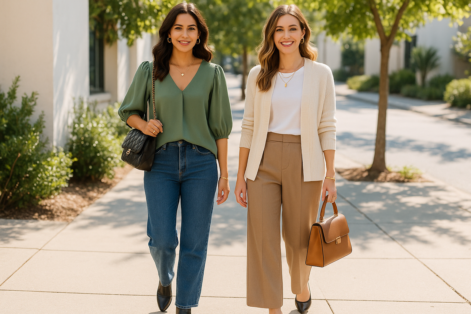 Women Wearing Stylish Tops with Complete Outfits
