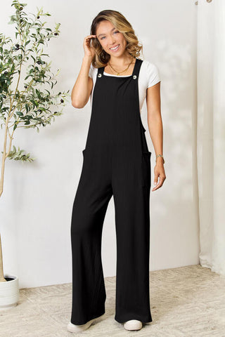 Double Take Wide Strap Overall with Pockets