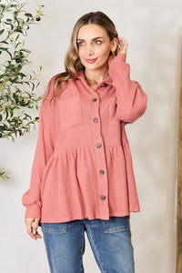 Heimish Waffle-Knit Button Down Blouse