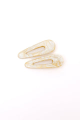 2 Pack Teardrop Hair Clip in Gold Shell