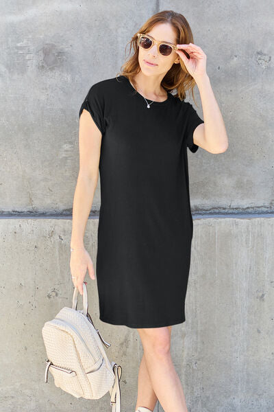 Basic Bae Short Sleeve Dress with Pockets