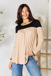BOMBOM Contrast Ruched Blouse