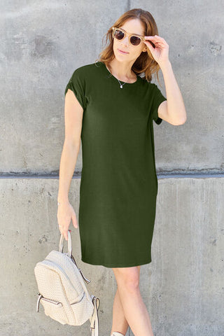 Basic Bae Short Sleeve Dress with Pockets