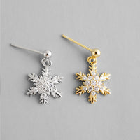 Snowflake Silver Dangling Earrings