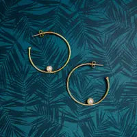 Pearl Hoops -18K Gold Plated - The GlamBox Jewels Boutique
