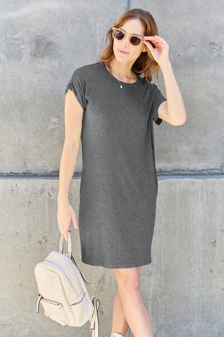 Basic Bae Short Sleeve Dress with Pockets