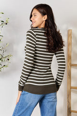 Zenana Striped Snap Down Cardigan