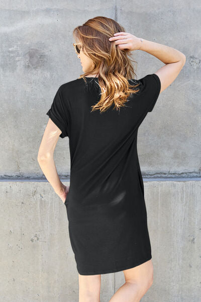 Basic Bae Short Sleeve Dress with Pockets