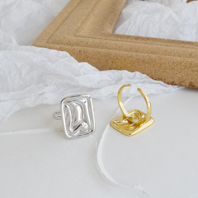 Square Silver Adjustable Ring