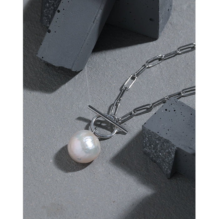 Natural Pearl Hollow Chain 925 Sterling Silver Necklace
