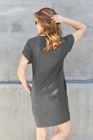 Basic Bae Short Sleeve Dress with Pockets