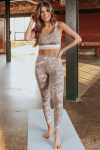 Marble Print Casual Sports Bra and Legging Set - The GlamBox Jewels Boutique