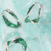 Green Twisted River Hoop Earrings