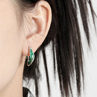Green Twisted River Hoop Earrings