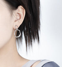 Round CZ Circles Silver Dangling Earrings