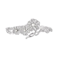 Pearls & Flowers Silver Open Bangle