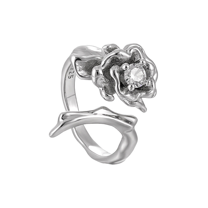Rose Thorn Silver  Adjustable Ring