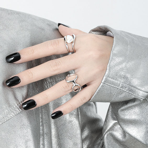 Natural Baroque Pearl Silver Adjustable Ring
